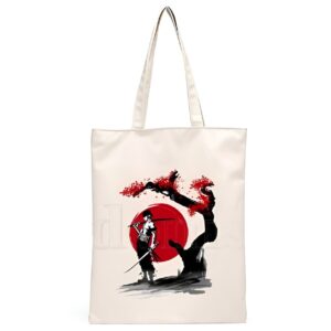 Tote bag Roronoa Zoro One Piece sous cerisiers en fleurs motif artistique canvas