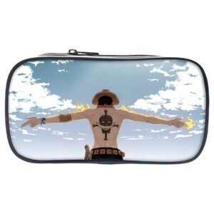 Trousse One Piece Ace Portgas D. nylon 22x11cm, motif en flocage digital 3D haute définition pirate flames