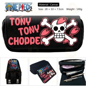 Trousse Tony Chopper en toile canvas avec trois compartiments, design du médecin One Piece