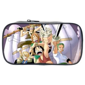 Trousse scolaire enfant One Piece avec motif aventure et personnages du Chapeau de Paille en flocage 3D vibrant