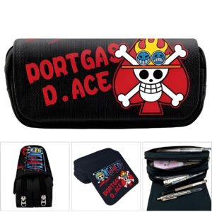 Trousse scolaire One Piece Portgas D. Ace avec fermeture éclair double nylon