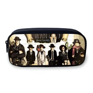 Trousse scolaire nylon One Piece design Mafia Pirate avec personnages Mugiwara