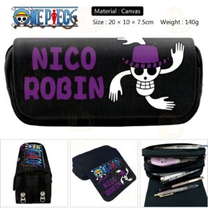 Trousse Nico Robin design One Piece, trois compartiments, canvas résistant
