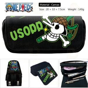 Trousse Usopp sniper One Piece, trois compartiments, canvas résistant, design aventureux