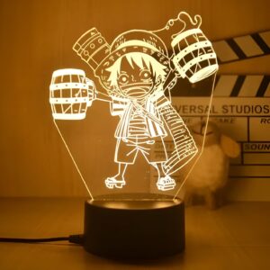 Veilleuse 3D Luffy Chibi One Piece blanc chaud 18 cm
