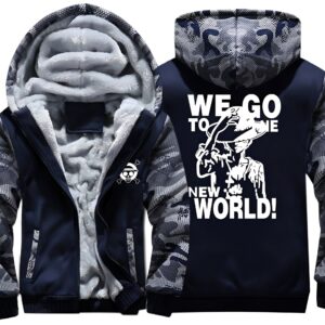 Veste polaire Luffy One Piece Nouveau Monde avec logo équipage discret