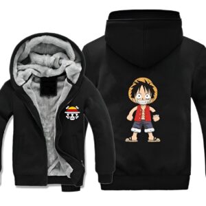 Veste polaire enfant Luffy One Piece zippée noir bleu warm jacket
