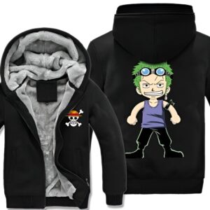 Veste polaire Zoro Roronoa noire pour fans One Piece
