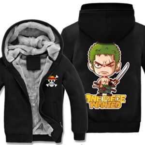 Veste polaire One Piece au design Zoro Wanted Swordsman trois sabres