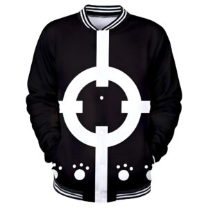 Veste teddy Kuma One Piece cuir végan avec bord-côtes rayés et boutons pression discrets